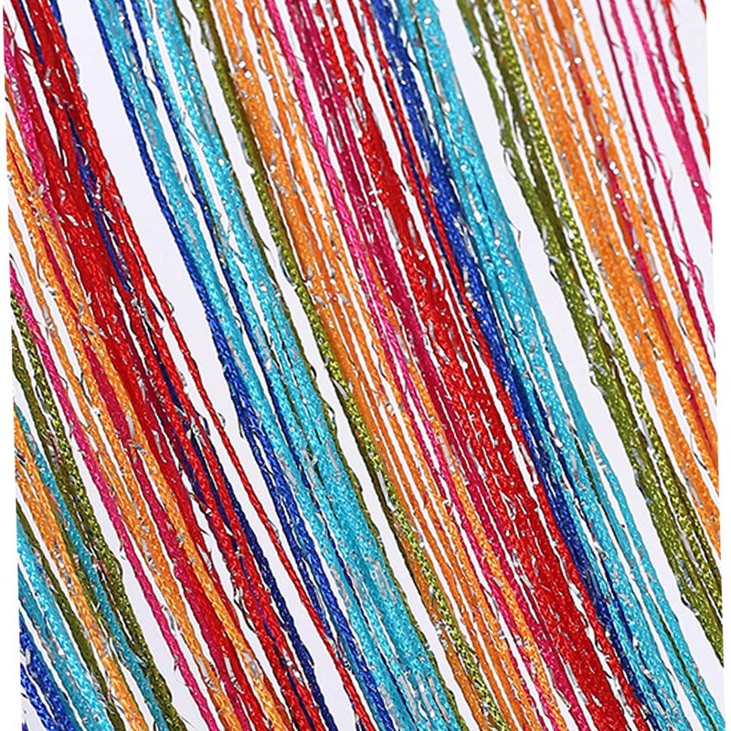 Duosuny 39x78 Inch Door String Curtain Rare Flat Silver Ribbon Thread Fringe Window Panel Room Divider Cute Strip Tassel for Wedding Coffee House Restaurant Party Parts (C303) - Image 4